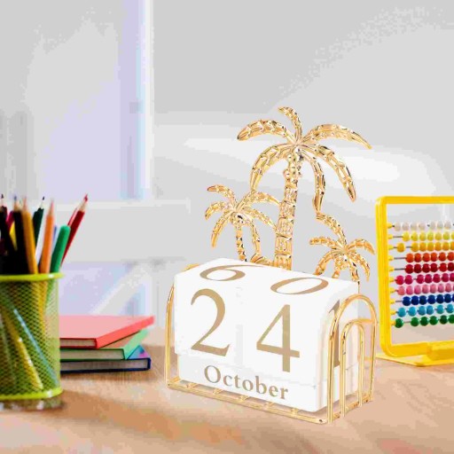 Calendar Decoration Square Desktop Perpetual Home for Digital Wrought Iron