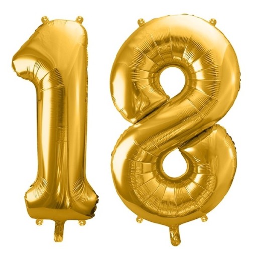 Balony 18 Urodziny Złote 18stka Osiemnastka Dekoracje Urodzinowe Duże 100cm