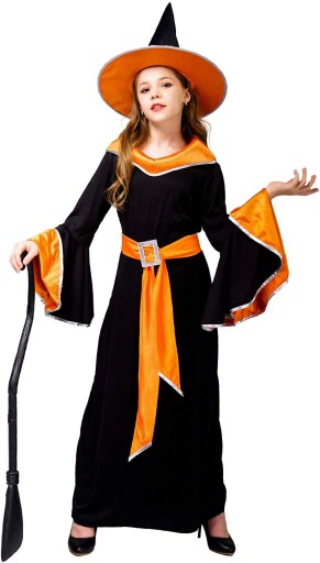 Kostium Halloween wiedźma Urok Sukienka 7-9 lat