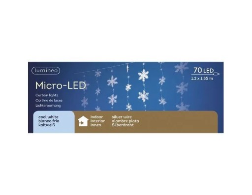 Kurtyna lampki 70 LED śnieżynki z. biały 1,2x1,35m