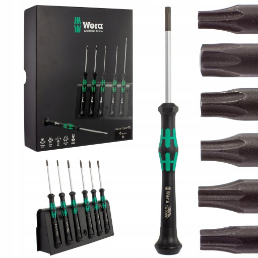 WERA Wkrętaki precyzyjne TORX BO z otworem 6szt