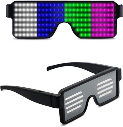 ŚWIECACE OKULARY LED WZORY DJ KOLOROWE DYSKOTEKA