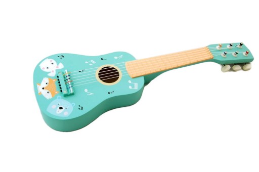 DREWNIANA GITARA DLA DZIECI LEŚNE ZWIERZĄTKA