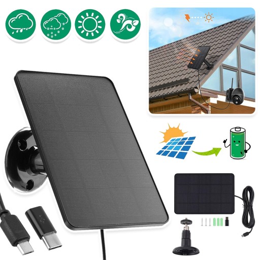PANEL SOLARNY SŁONECZNY WODOODPORNY 5V USB 3M DLA KAMERY ZEWNĘTRZNEJ