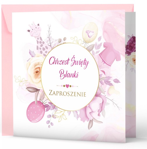 ZAPROSZENIA na chrzest PAPIER PERŁOWY IMIĘ 10 szt