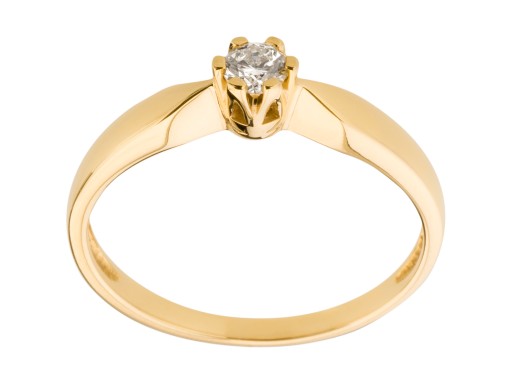 ZŁOTO 585 PIERŚCIONEK ZARĘCZYNOWY BRYLANT 0.11ct