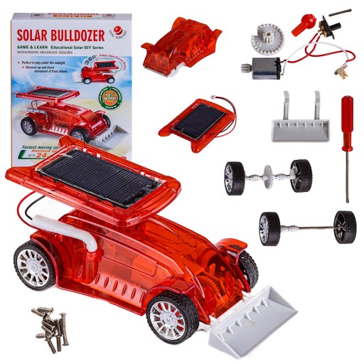 Zestaw do Złożenia Zabawka Solarna Samochód Auto Buldożer Akcesoria DIY