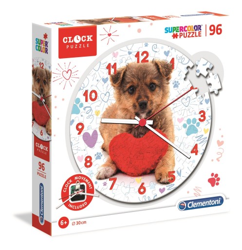 Puzzle 96el ZEGAR Słodki szczeniak k-23039
