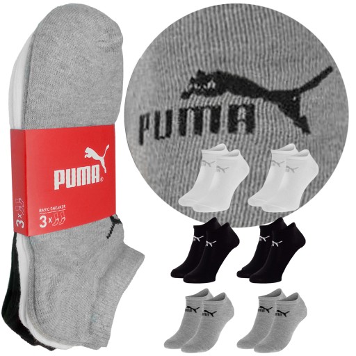 PUMA BASIC STOPKI , 3 KOLORY Unisex , 2x3pak 43-46