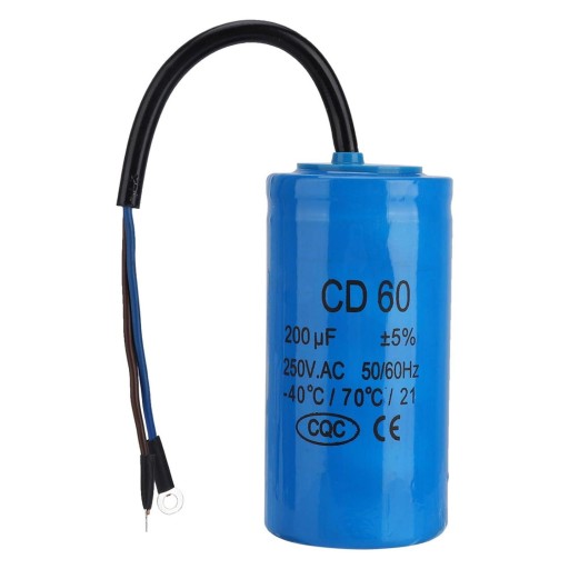 Okrągły kondensator, kondensator roboczy CD60 z kablem 250V AC 200uF