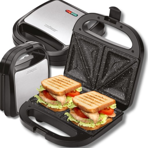 OPIEKACZ DO KANAPEK ZELMER ZSM7710 CZARNY/INOX TOSTY SANDWICH 750W 2 KROMKI