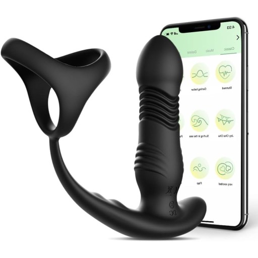 WIBRATOR MASAŻER PROSTATY Z PIERŚCIENIEM 10 FUNKCJAMI I APP