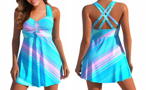 STRÓJ KĄPIELOWY TANKINI SZORTY PASTELE bikini komplet rozmiar XXL