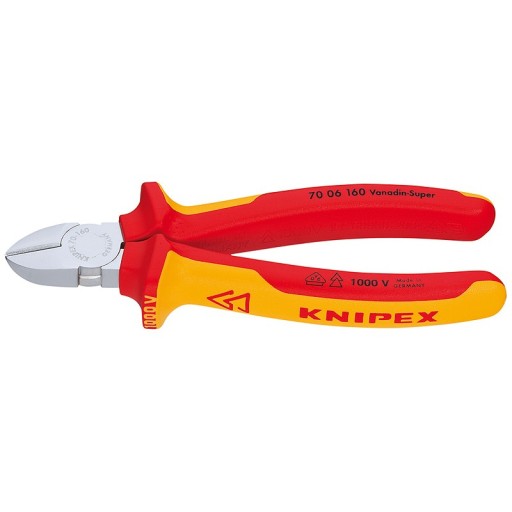 Szczypce tnące boczne 160 mm 62 HRC 1000 V chromowane KNIPEX (7006160)