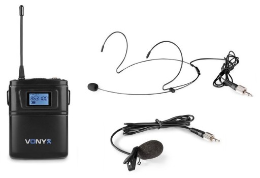 Mikrofon nagłowny lavalier bodypack Vonyx WM60B