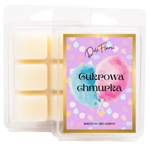 Wosk SOJOWY zapachowy CUKROWA CHMURKA kostka naturalna do kominka 75g