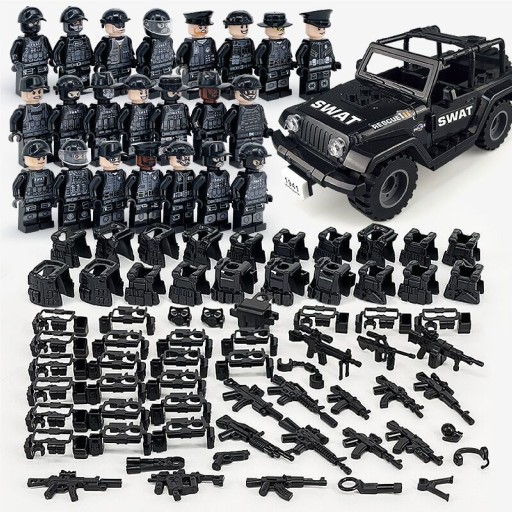 MINIFIGURKI ŻOŁNIERZE WOJSKO SWAT 22 SZTUK ZESTAW KLOCKI BRONIE