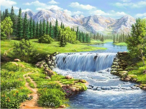 HAFT KRZYŻYKOWY GÓRY RZEKA MULINA ZESTAW 100x130