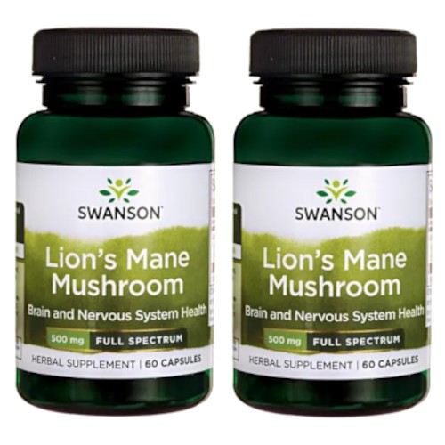 2x Swanson Lion's Mane (Soplówka jeżowata) 500 mg 60 kapsułek
