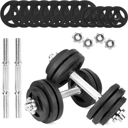 Hantle żeliwne regulowane 2x15kg kierownice gryfy zestaw do treningu 30kg
