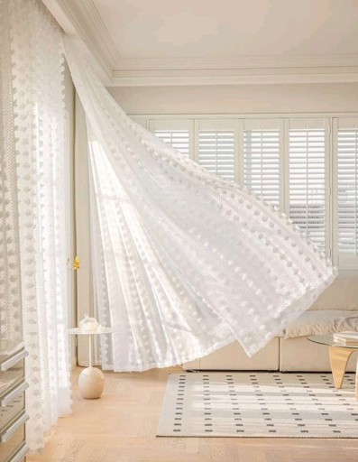 Zasłona boho biel śmietanowa do pokoju firany na LATO 130/275cm