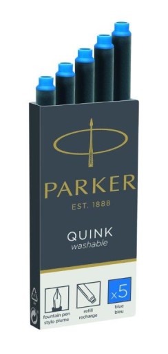 Naboje PARKER QUINK do pióra niebieskie zmywalne