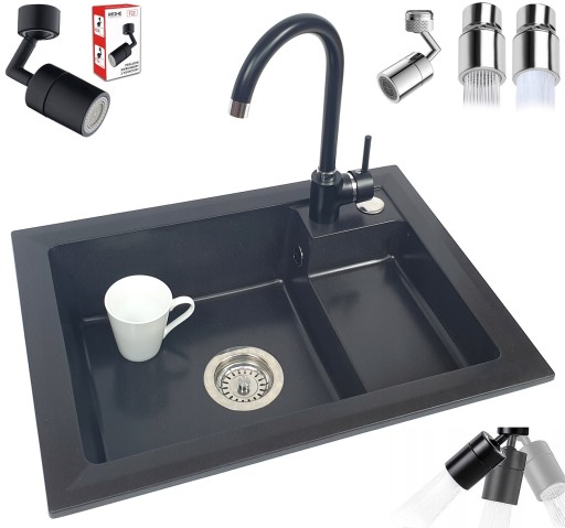 ZLEW granitowy bateria RUCHOMY perlator 2 -FUNKCJE