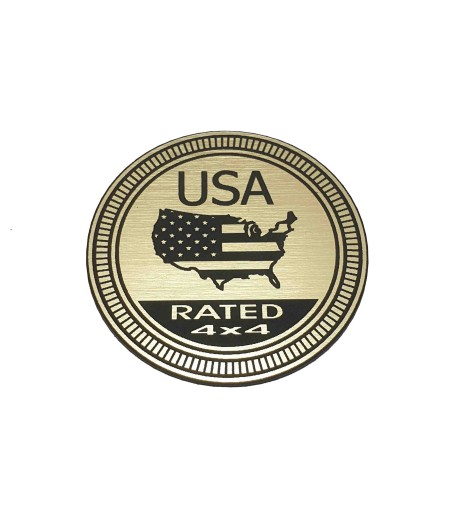 Naklejka Emblemat JEEP USA RATED złota 50mm