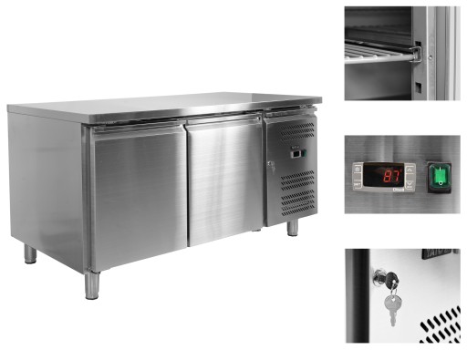 STÓŁ CHŁODNICZY 2-DRZWIOWY LODÓWKA INOX 228L