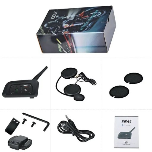 EJEAS V6 PRO Bluetooth Motocykl Intercom Zestaw Słuchawkowy 6 Jeźdźców