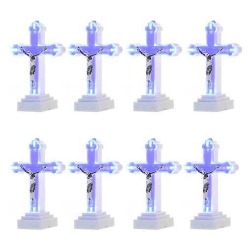 Figurka ZNICZ wkład LED KRZYŻ niebieski 13cm 8szt