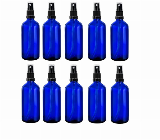 BUTELKA SZKLANA NIEBIESKA 100ML Z ATOMIZEREM C X10