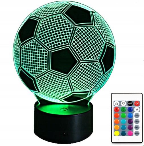 LAMPKA NOCNA 3D LED PIŁKA ZMIENIAJĄCA KOLORY PILOT