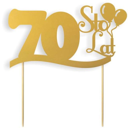 Dekoracja na tort 70 URODZINY cake topper ZŁOTY