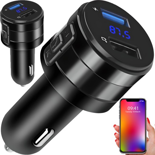 TRANSMITER FM BLUETOOTH ŁADOWARKA MP3 2xUSB SD LCD