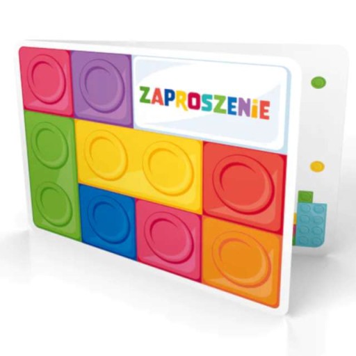 ZAPROSZENIA z kopertami KLOCKI na urodziny