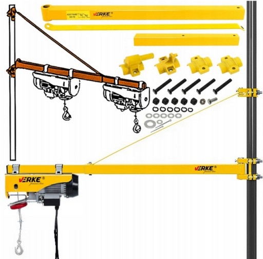 WYCIĄGARKA ELEKTRYCZNA 230V LINOWA 600KG + RAMIĘ 250-1100mm