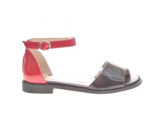 Płaskie sandały lakierowane W20-66012-2 Black r.37
