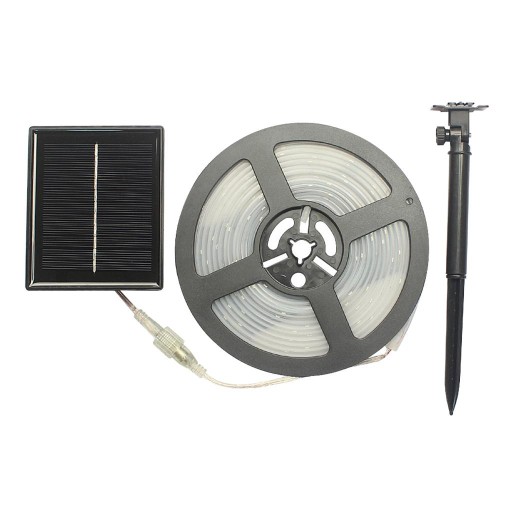 Solarne paski LED na zewnątrz, 5 m / 16,4 stopy 100 LED Solar, automatyczne białe