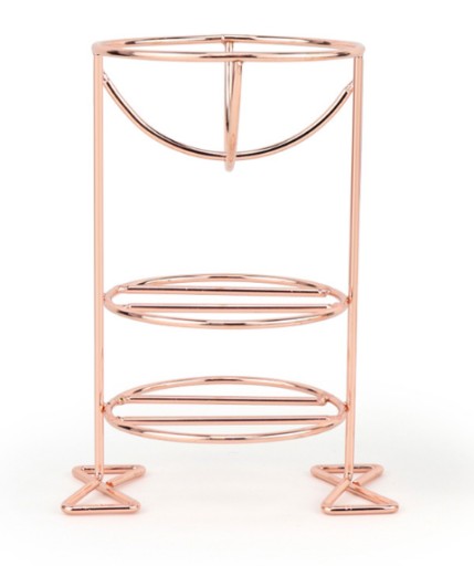 Potrójny stojak gąbka puszek do makijażu ROSE GOLD