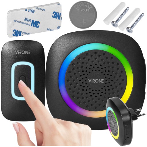 DZWONEK BEZPRZEWODOWY DO DRZWI FURTKI 230V LED RGB WODOODPORNY IP44