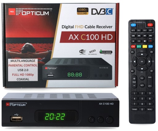Dekoder Opticum TV Cyfrowej Kablowej DVBC MPEG4 HD