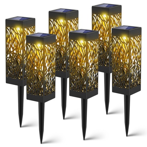 LAMPY SOLARNE ZESTAW 6 SZT LAMPKI LED OZDOBNE z wbijana słupek