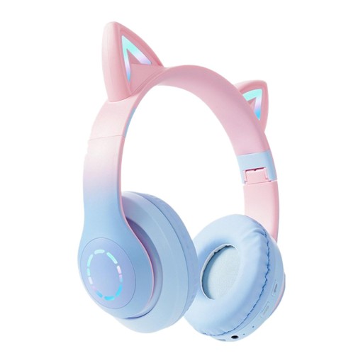 SŁUCHAWKI BEZPRZEWODOWE NAUSZNE CAT EAR LED VER.5.3 RGB LIGHT MIX KOLOR