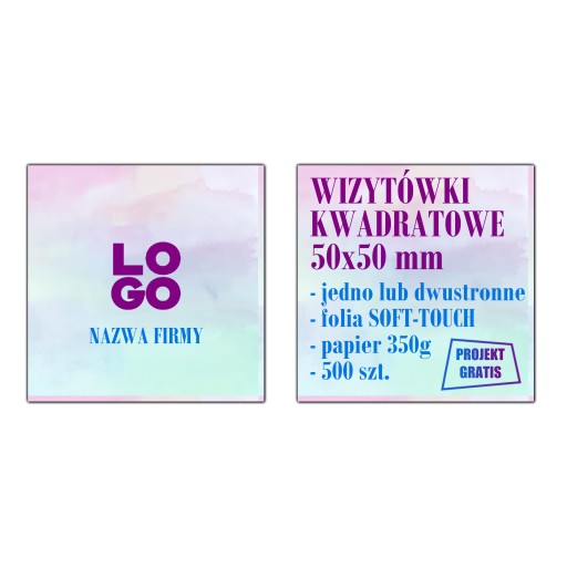 Wizytówki kwadratowe 500 szt. SOFT-TOUCH PROJEKT