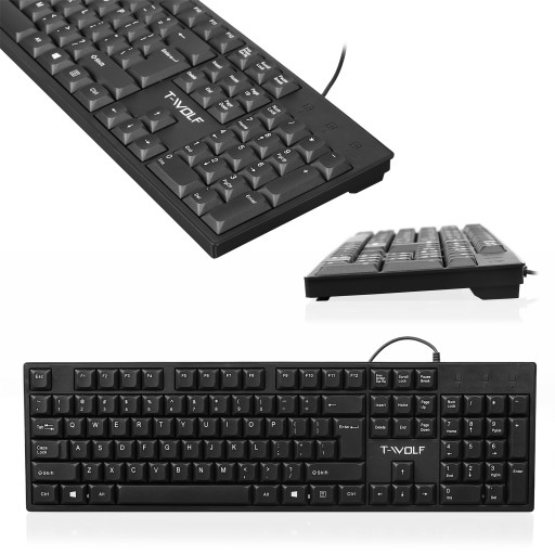 KLAWIATURA SLIM T-WOLF T15 BIUROWA USB PŁASKA