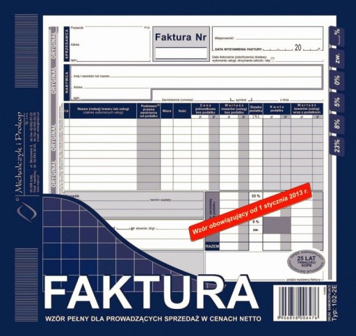 FAKTURA WZÓR NETTO 80 KARTEK MICHALCZYK I PROKOP