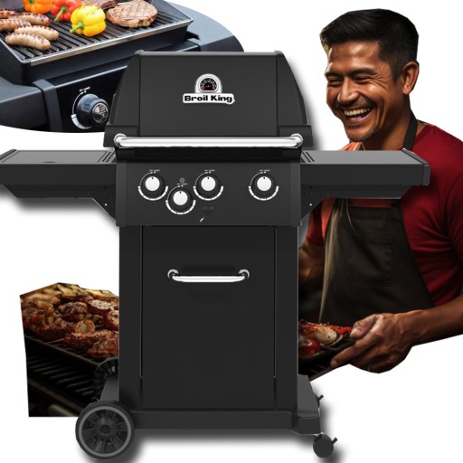 GRILL GAZOWY BROIL KING ROYAL 340 SHADOW CZARNY 3 PALNIKI KUCHENKA BOCZNA