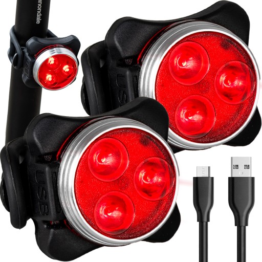 2x ZESTAW LAMPKA ROWEROWA TYLNA USB ŚWIATŁO LED