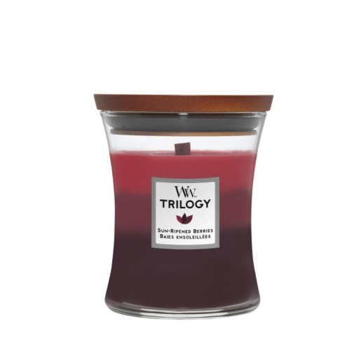 Świeca zapachowa średnia Woodwick sojowa - 275g Sun Ripened Berries-Trilogy